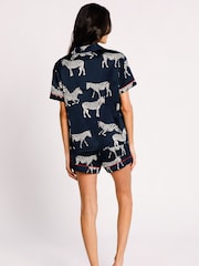 Chelsea Peers Blue Curve Satin Zebra Print  Short Pyjama Set - Image 2 of 5