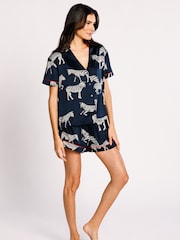 Chelsea Peers Blue Curve Satin Zebra Print  Short Pyjama Set - Image 5 of 5