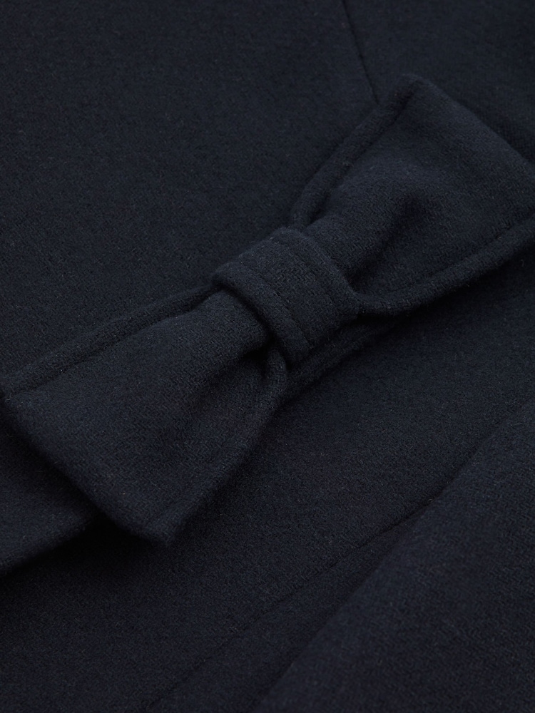 Reiss Navy Keri 4-9 yrs Wool Blend Funnel Neck Bow Coat - Image 4 of 4