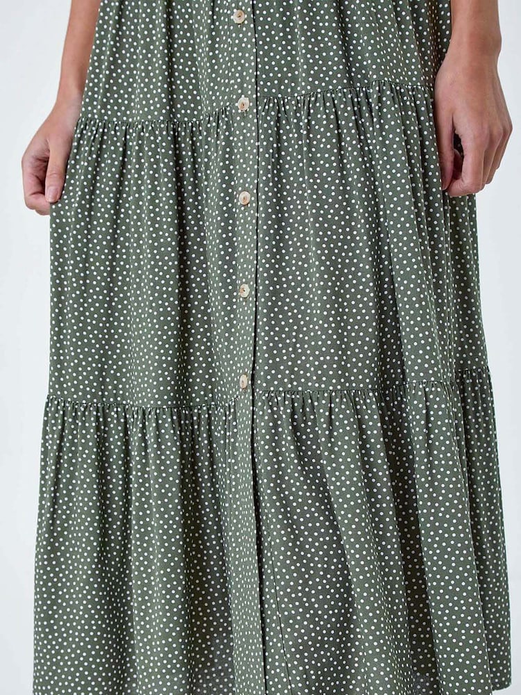 Roman Green Polka Dot Midi Shirt Dress - Image 5 of 5