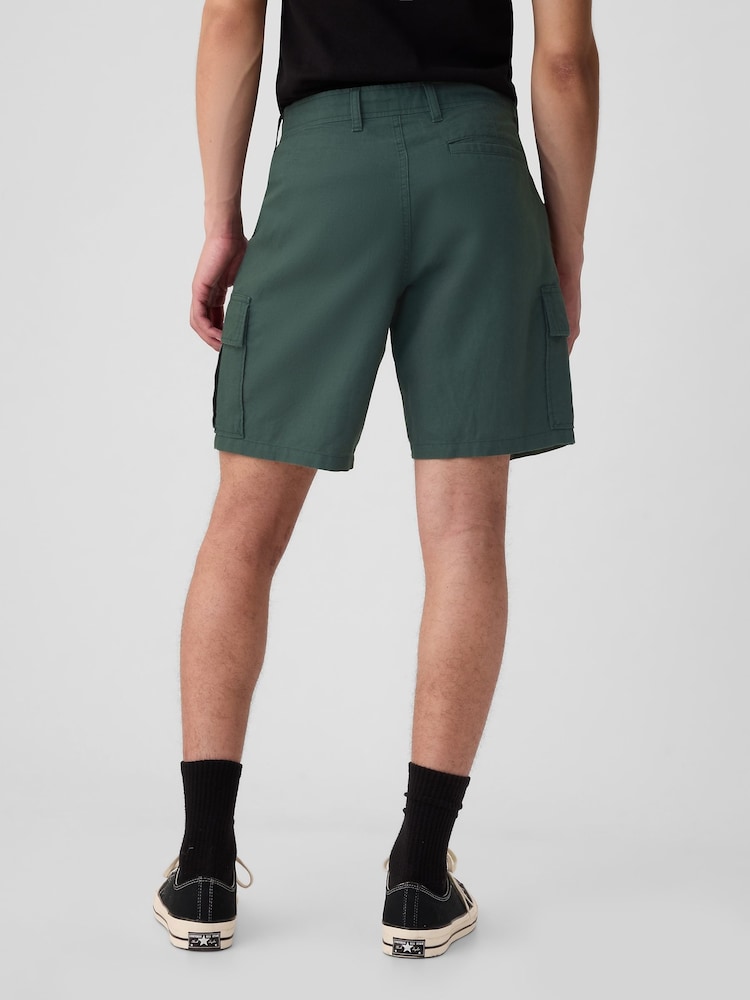 GAP Green Linen Cotton Cargo Shorts - Image 2 of 5
