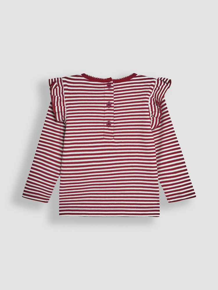 JoJo Maman Bébé Purple 2-Pack Ditsy Floral & Stripe Frill Tops - Image 5 of 5