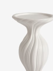 White Ceramic Pleat Pillar Candle Holder - Image 6 of 6