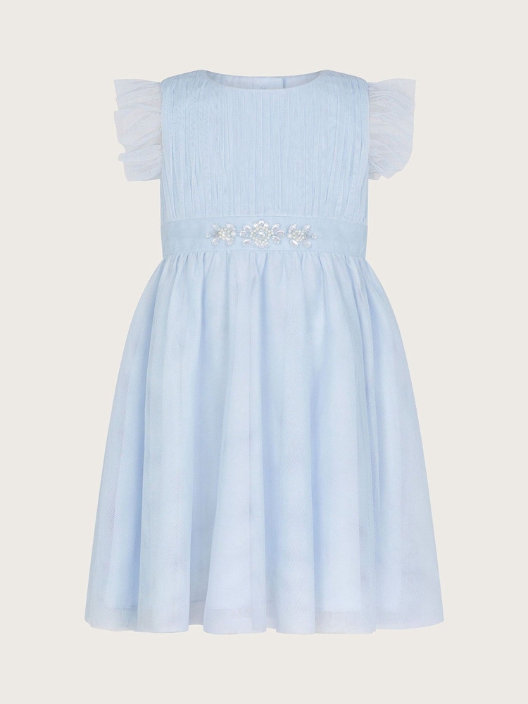Monsoon Blue Baby Penelope Belt Dress - Image 1 of 3 Monsoon Blue Baby Penelope Belt Dress - Image 1 of 3