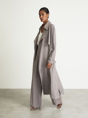 Reiss Grey Margot Belted Trench Coat - Image 1 of 7