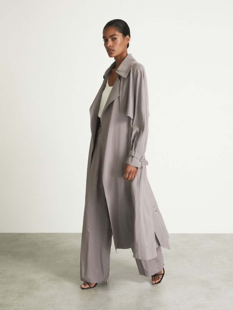 Reiss Grey Margot Belted Trench Coat - Image 1 of 7