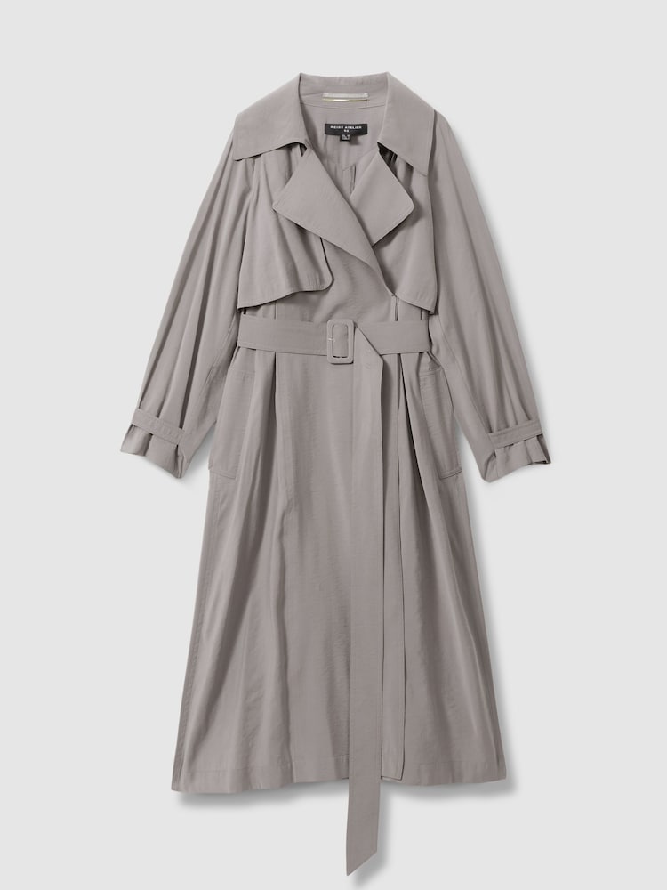 Reiss Grey Margot Belted Trench Coat - Image 2 of 7