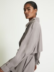 Reiss Grey Margot Belted Trench Coat - Image 4 of 7