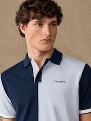 Hackett Blue Heritage Number Half-Placket Polo Shirt - Image 5 of 8