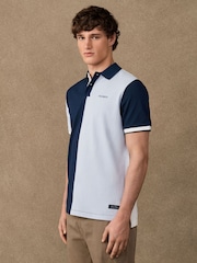 Hackett Blue Heritage Number Half-Placket Polo Shirt - Image 6 of 8