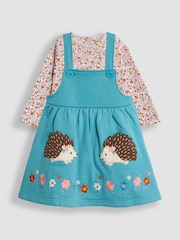 JoJo Maman Bébé Duck Egg Appliqué Pinafore Dress & Top Set - Image 1 of 6
