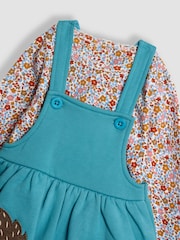 JoJo Maman Bébé Duck Egg Appliqué Pinafore Dress & Top Set - Image 6 of 6