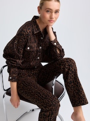 Leopardenmuster - Übergroßes Denim-Hemd aus 100% Baumwolle mit Print - Bild 1 von 10