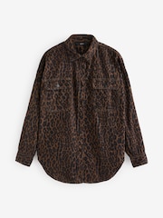 Leopardenmuster - Übergroßes Denim-Hemd aus 100% Baumwolle mit Print - Bild 5 von 10