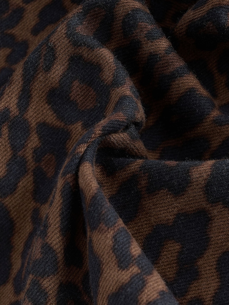 Leopard Print Print Oversized Denim 100% Cotton Shirt - Image 8 of 10