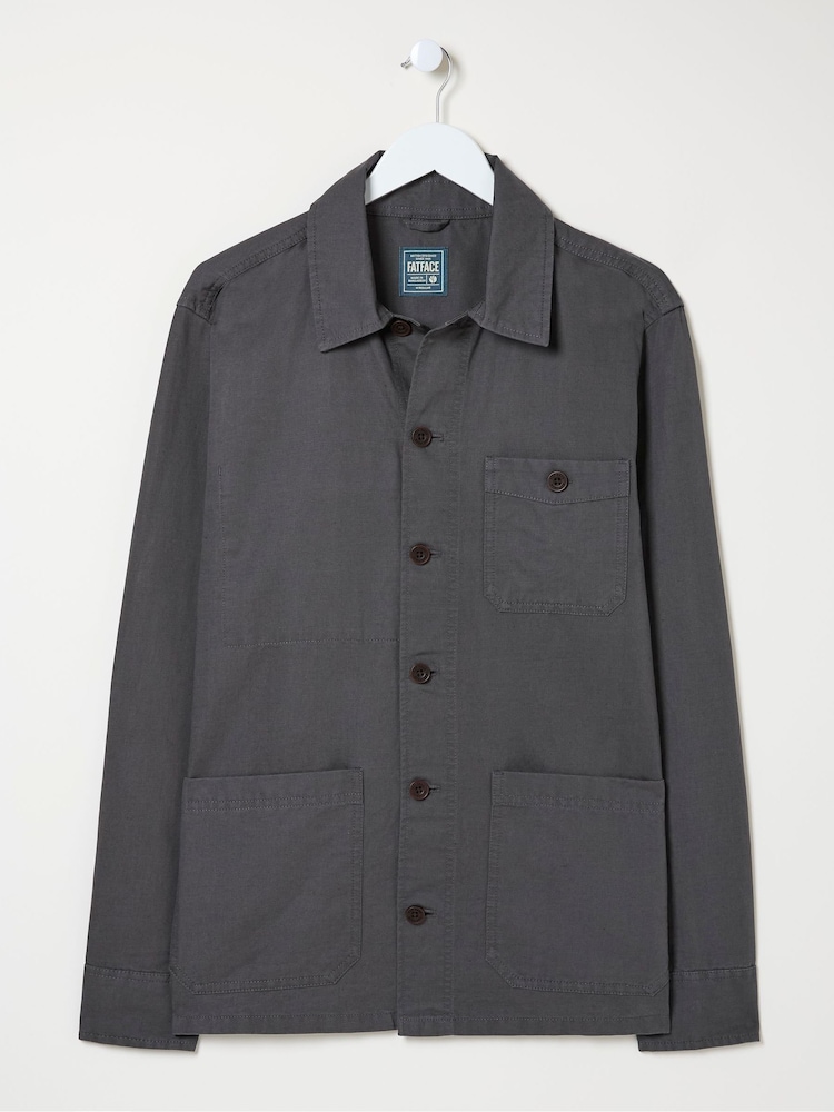 FatFace Grey Cotton Linen Worker Jacket - Image 5 of 5