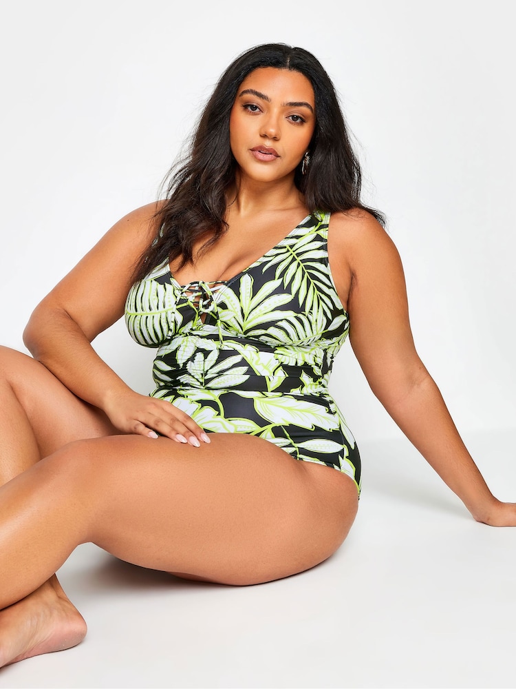 Yours Curve Black Plunge Swimsuit - Image 2 of 5