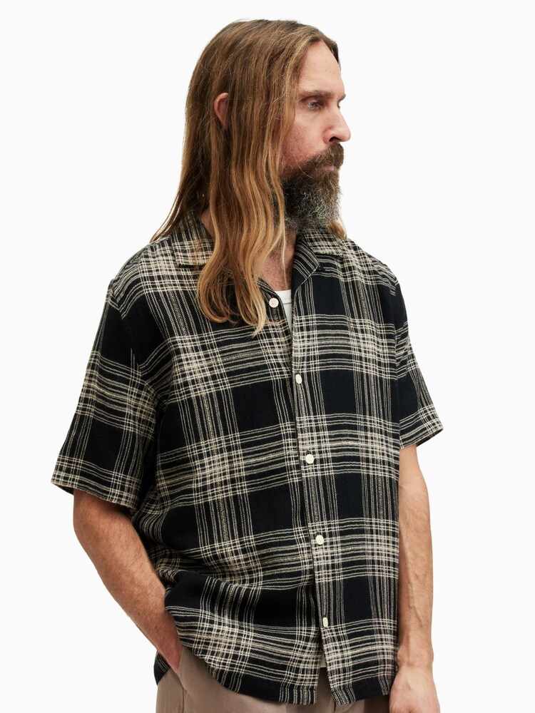 AllSaints Black Padres Short Sleeve Shirt - Image 1 of 6