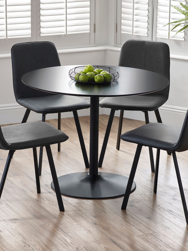 Julian Bowen Black Nero Round 100cm Table - Image 1 of 3