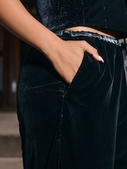 Black Velvet Wide Leg Trousers - Image 3 of 7