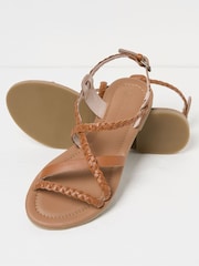 FatFace Daphne Brown Braided Leather Sandals - Image 2 of 3