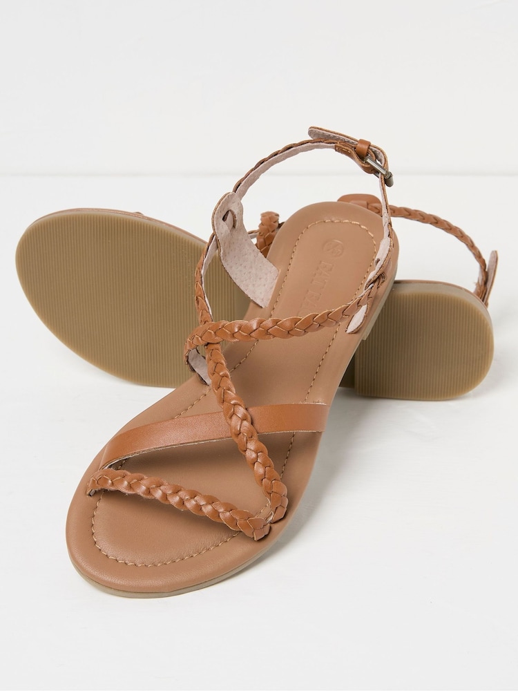 FatFace Daphne Brown Braided Leather Sandals - Image 2 of 3