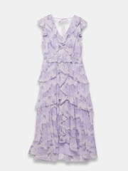 Mint Velvet Purple Floral Ruffle Maxi Dress - Image 3 of 4