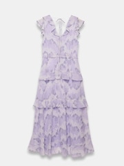 Mint Velvet Purple Floral Ruffle Maxi Dress - Image 4 of 4
