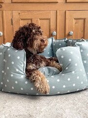 Lords and Labradors Duck Egg Spot 100% Cotton High Sided Dog Bed - Image 2 of 5