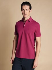 Charles Tyrwhitt Pink Short Sleeve Cotton Stretch Pique Polo T-Shirt - Image 1 of 5