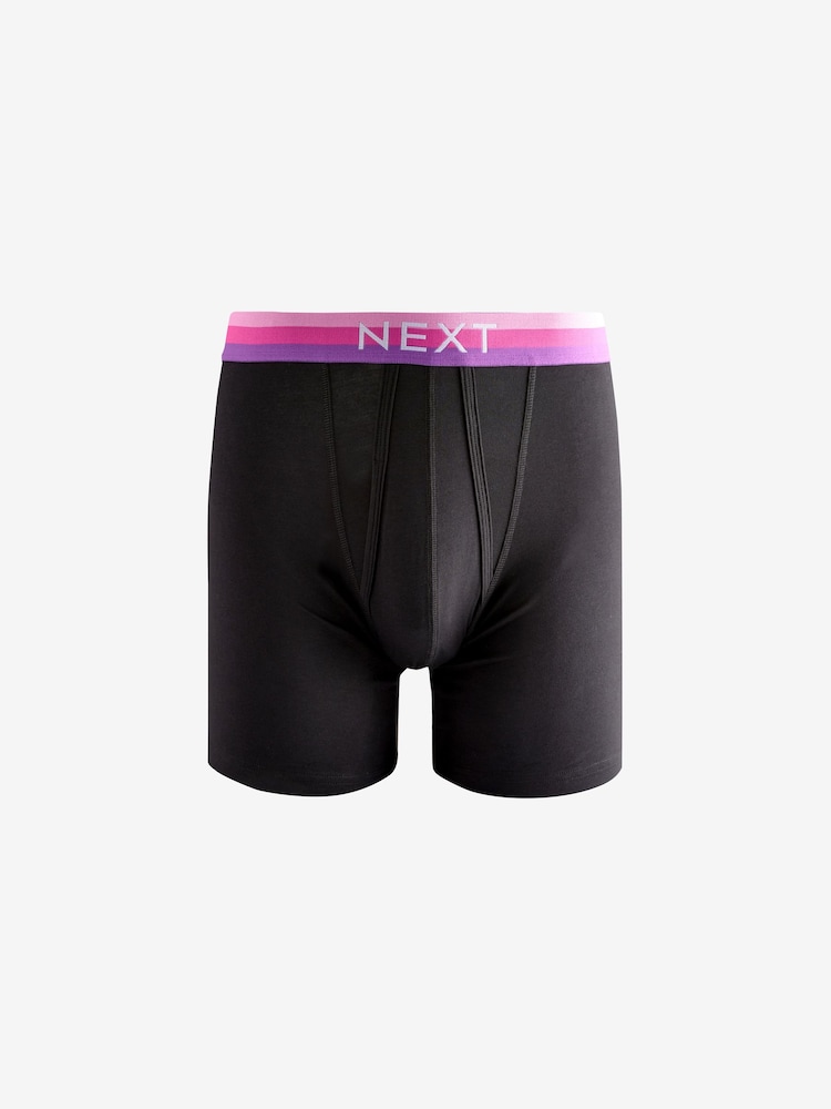 Black Bright Orange/Blue Ombre Waistband 10 pack Sports Longer Length A-Front Boxers - Image 2 of 9