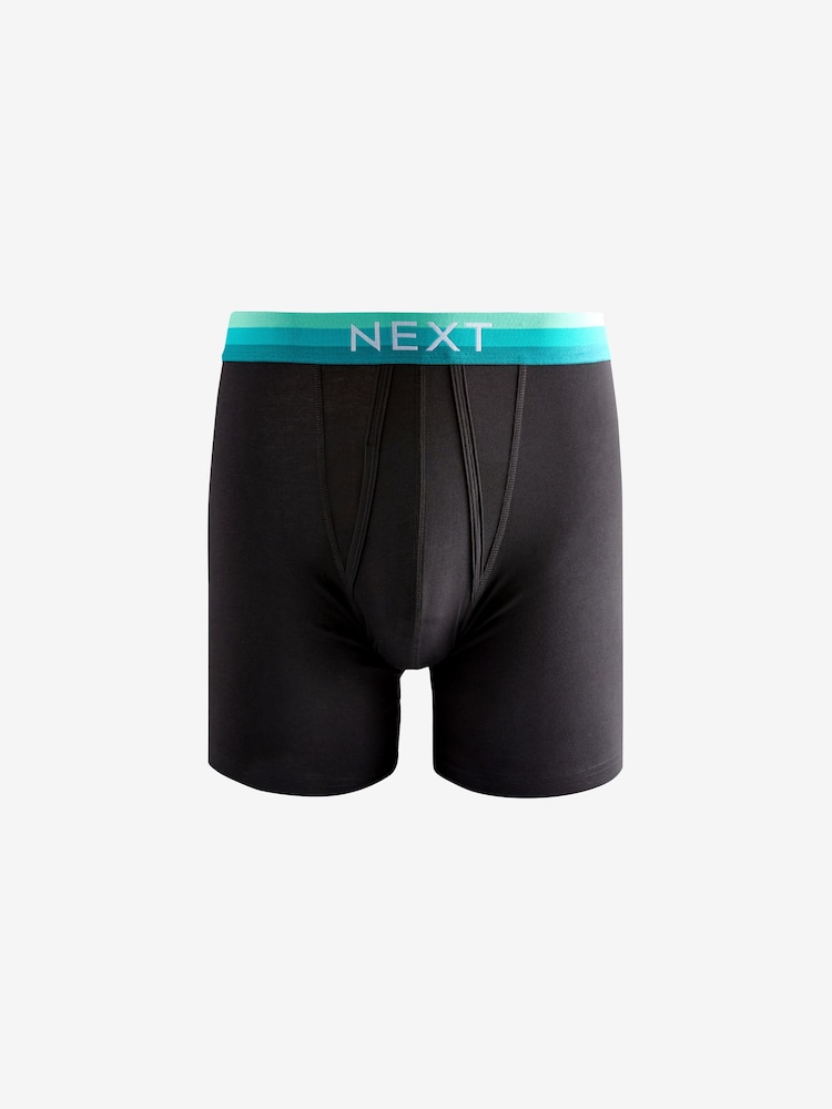 Black Bright Orange/Blue Ombre Waistband 10 pack Sports Longer Length A-Front Boxers - Image 5 of 9