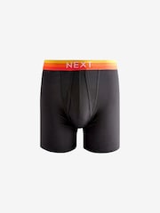 Black Bright Orange/Blue Ombre Waistband 10 pack Sports Longer Length A-Front Boxers - Image 6 of 9