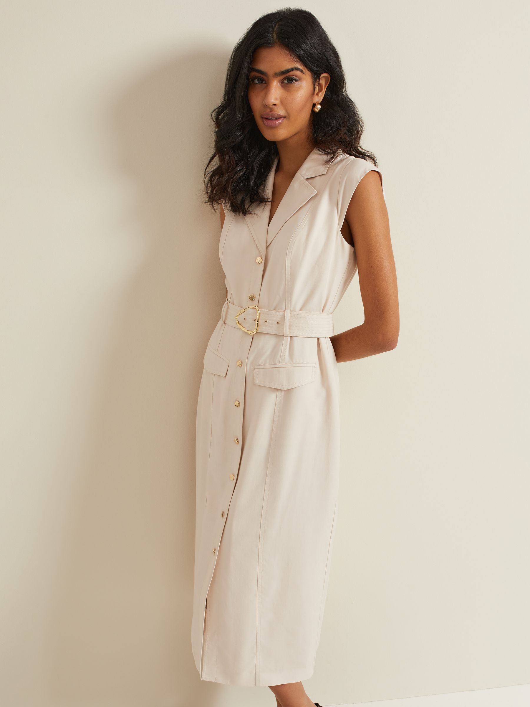 【PHASE EIGHT】Kristal Utility Midi Dress ミディドレス Phase Eight Kristal Utility Midi Dress, Cream