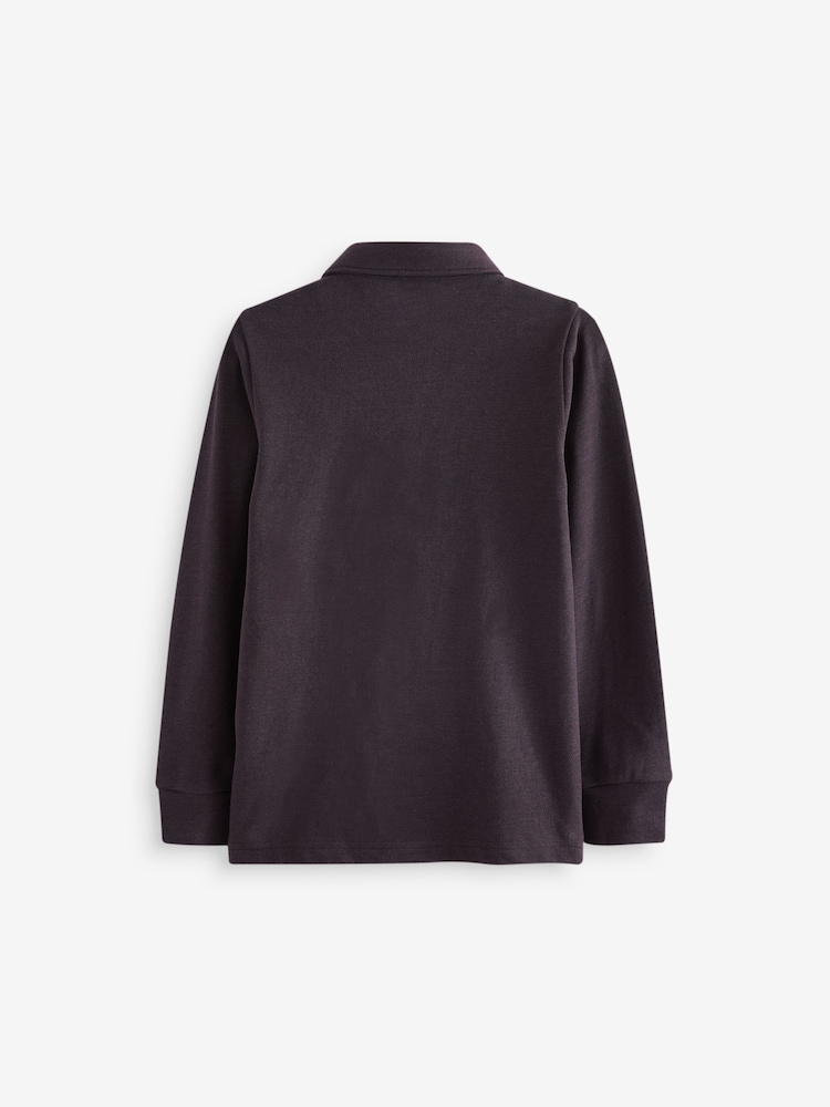 Plum Purple Long Sleeve Polo Shirt (3-16yrs) - Image 2 of 5