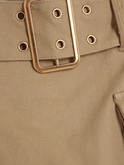 River Island Brown Girls A Line Cargo Pocket 100% Cotton Skirt - Image 2 of 3