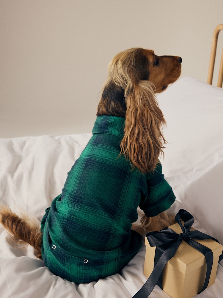 Green/Navy Check Matching Family Pet 100% Cotton Pyjamas - Image 2 of 8