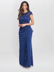 Gina Bacconi Cecilia Maxikleid mit besticktem Dekolleté, Blau - Bild 3 von 5