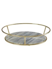 Interiors by Premier White Marble and Brass Finish Fruit Basket - Image 1 of 4