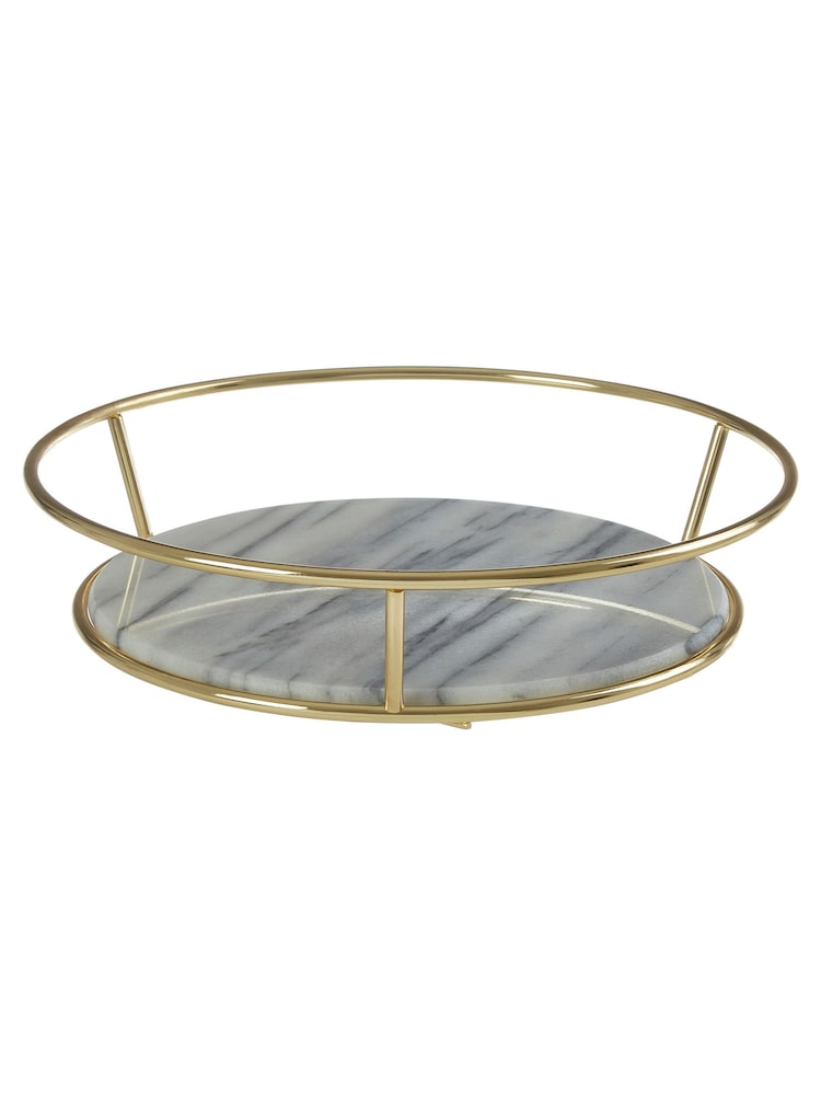 Interiors by Premier White Marble and Brass Finish Fruit Basket - Image 1 of 4 Interiors by Premier White Marble and Brass Finish Fruit Basket - Image 1 of 4
