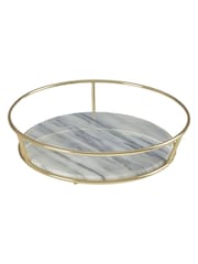 Interiors by Premier White Marble and Brass Finish Fruit Basket - Image 2 of 4