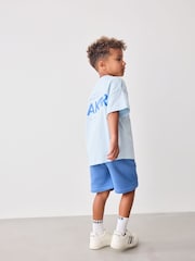 modra - Komplet prevelike majice s kratkimi rokavi iz 100% bombaža in kratkih hlač Baker by Ted Baker - Slika 3 iz 11