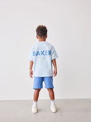 modra - Komplet prevelike majice s kratkimi rokavi iz 100% bombaža in kratkih hlač Baker by Ted Baker - Slika 4 iz 11
