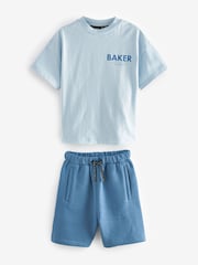 modra - Komplet prevelike majice s kratkimi rokavi iz 100% bombaža in kratkih hlač Baker by Ted Baker - Slika 7 iz 11