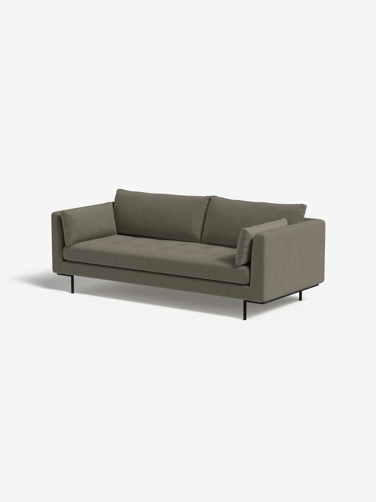 MADE.COM Cotton Weave Dark Olive Harlow 3 Seater Sofa - Image 1 of 4