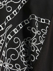 River Island Black 100% Cotton Cutwork Sleeve T-Shirt - Image 4 of 4