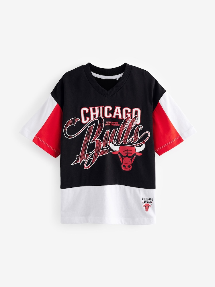 Black/Red NBA Licensed 100% Cotton T-Shirt (3-16yrs) - Image 1 of 3