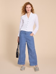 White Stuff White 100% Cotton Mix Jersey Annie Shirt - Image 4 of 7