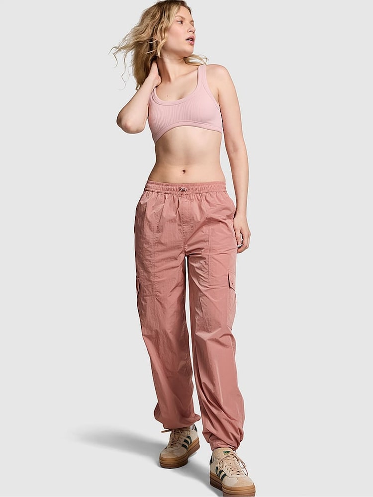 Victoria's Secret PINK Almond Beige Brown Parachute Cargo Trousers - Image 1 of 3
