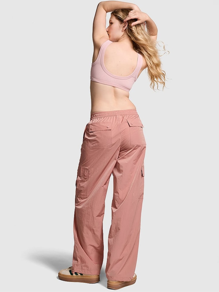 Victoria's Secret PINK Almond Beige Brown Parachute Cargo Trousers - Image 2 of 3